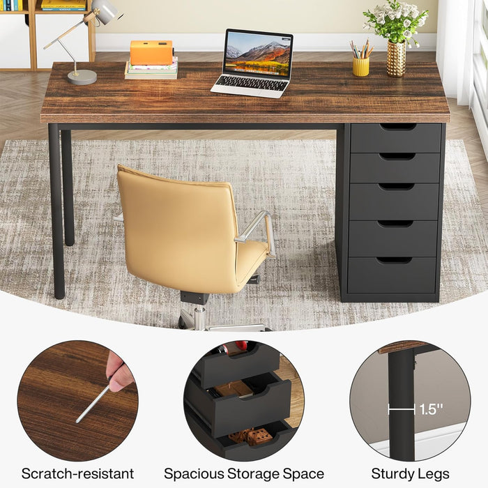 Industrial Rustic Brown FortySevenInch Computer Desk Storage