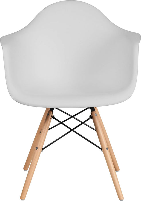 Alonza Series White Plastic Chair with Wooden Legs