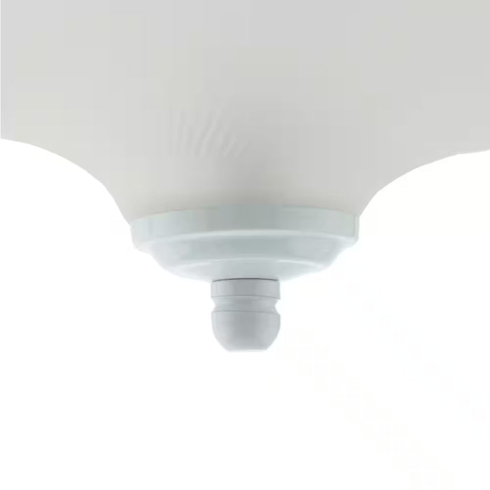 15 In. 3-Light White Dome Flush Mount with White Glass Shade