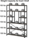 6 Tier Industrial Bookshelf for Bedroom Living Room Office, Dark Grey