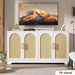 59" Rattan Sideboard Buffet Cabinet - Large Storage Cabinet with 4 Doors, Modern Console Table Accent Coffee Bar Cabinet for Living Room, Kitchen, Hallway, Dining Room, White