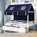 White Twin Montessori House Bed Frame With Drawers