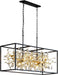 Black and Gold Chandelier, 8-Light Rectangle Crystal Chandeliers Rectangular Modern Farmhouse Pendant Light Fixture for Dining Room Kitchen Island Large, L38.5 Inch