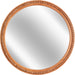 30 Inch round Wall Mirror with Beaded Solid Wood Frame, Decorative Wall Mirror with Tempered Glass, Farmhouse Home Decor for Bathroom, Living Room, Entryway, Yellowish Brown