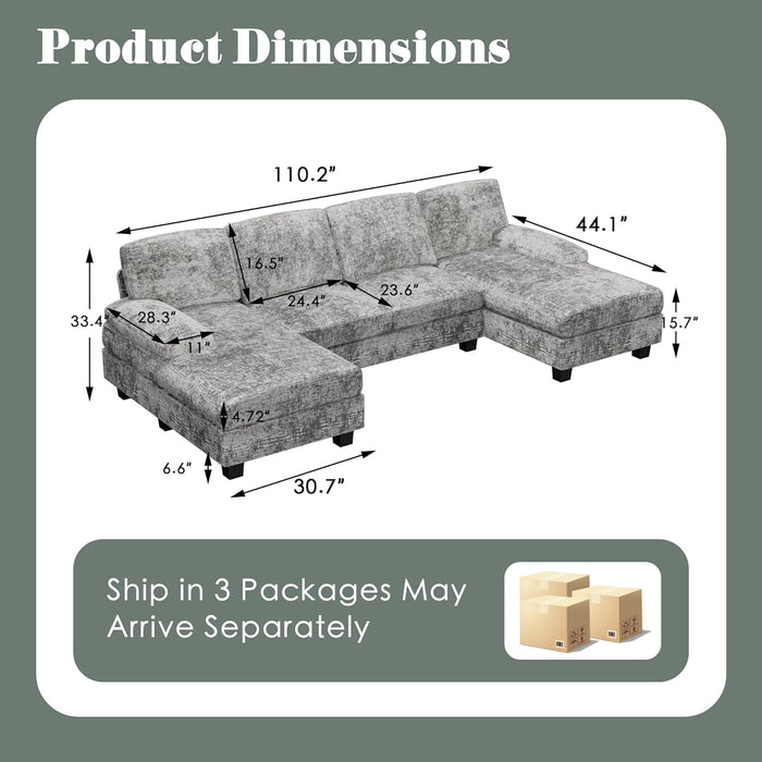 2-Piece Fabric Sectional Sofa with Chaise