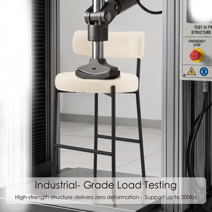 28'' Bar Stools Set of 3, Modern Boucle Counter Height Bar Stools with Ergonomic Curved Back, Upholstered Kitchen Stools, Barstools for Kitchen Island, Bar, Cafe, White