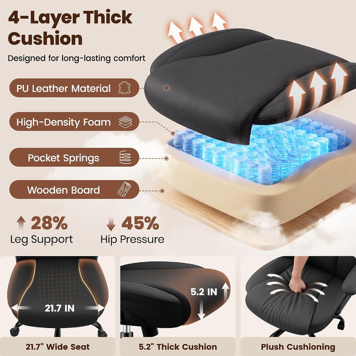 Office Desk Chair, Computer Chair with Inflatable Lumbar Support