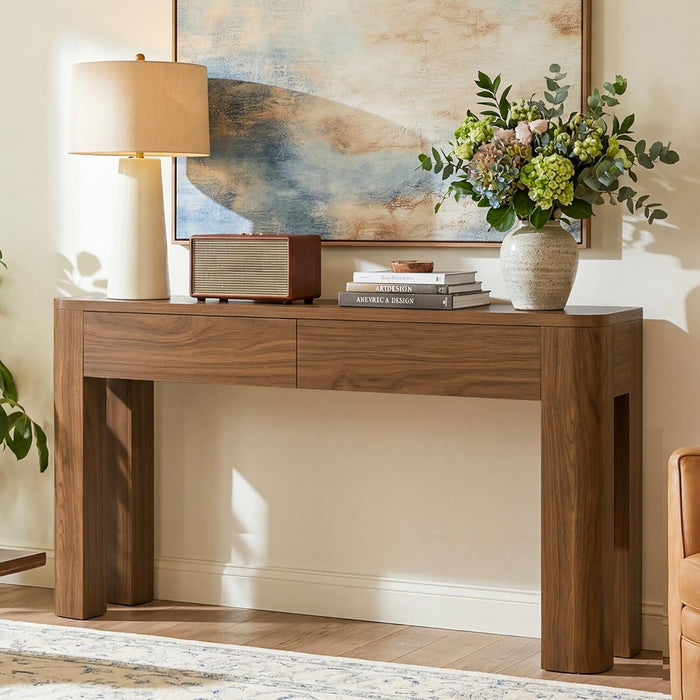 Console Table with 2 Drawers for Entryway, 63 Inches Narrow Long Sofa Table behind Couch with Storage, Farmhouse Accent Entrance Piece for Entry, Living Room, Hallway