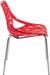 Forest Modern Dining Chair Set of 4 Red, Cut-Out Solid Back, Durable Polypropylene Seat with Chromed Legs, Stackable Contemporary Kitchen and Dining Room Chairs
