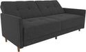 Black Faux Leather Futon Sofa Bed: Modern, Button-Tufted