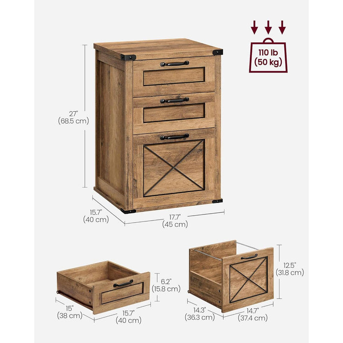 3-Drawer Farmhouse Filing Cabinet with Printer Stand