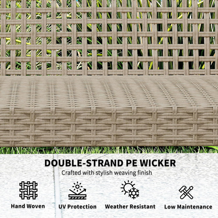 Wicker Outdoor Couch, 3-Seat Rattan Outdoor Patio Sofa, 1000 Lbs. Capacity, Acacia Wood Patio Furniture Couch with Steel Seat and Armrests for Backyard, Porch, Teak