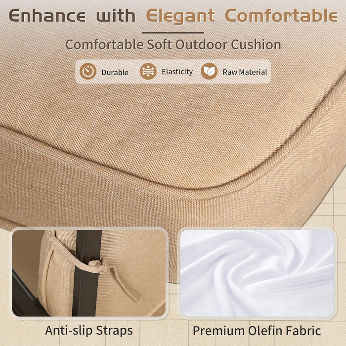 5-Piece Outdoor Metal Furniture Sets Patio Conversation Set Wrought Iron Glider, 2 Single Chairs, Loveseat and Coffee Table, Brown