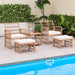 5 Piece Patio Wicker Sofa Set, Outdoor Rattan Conversation Set with Seat Cushions, 2-Tier Coffee Table & 2 Ottomans, Wicker Sofa Set for Backyard, Poolside (Natural)