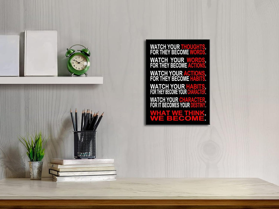 Watch Your Thoughts Motivational Classroom Poster Modern Canvas Prints Wall Art Paintings Ready to Hang for Office Living Room Home Decorations Stretched Pictures Artwork