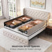 King Size Bed Frame with 4 Storage Drawers and Tufted Headboard Linen Upholstered Platform Bed Frame Wingback Beds with Wooden Slats Support, Easy Assembly, Beige
