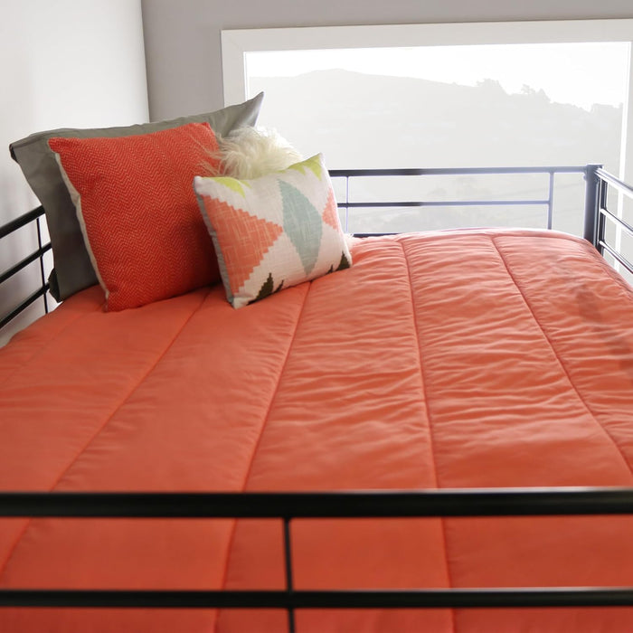 Timothee Urban Industrial Metal Double over Loft Bunk Bed, Full Loft, Black