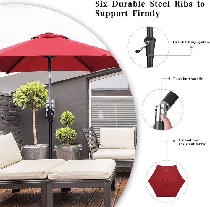 7.5Ft Patio Umbrella, Outdoor Umbrella Aluminum Market Table Umbrellas with Tilt, Crank and Sturdy Ribs for Lawn, Garden, Backyard and Pool