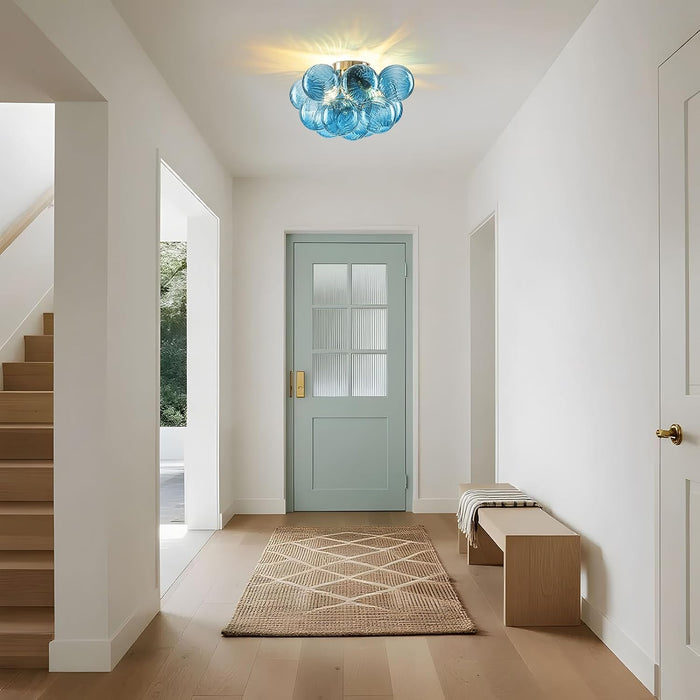 Flush Mount Chandelier Brilliant Blue Glass Globes