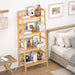 Natural Bamboo 4 Tier Bookshelf Freestanding Organizing