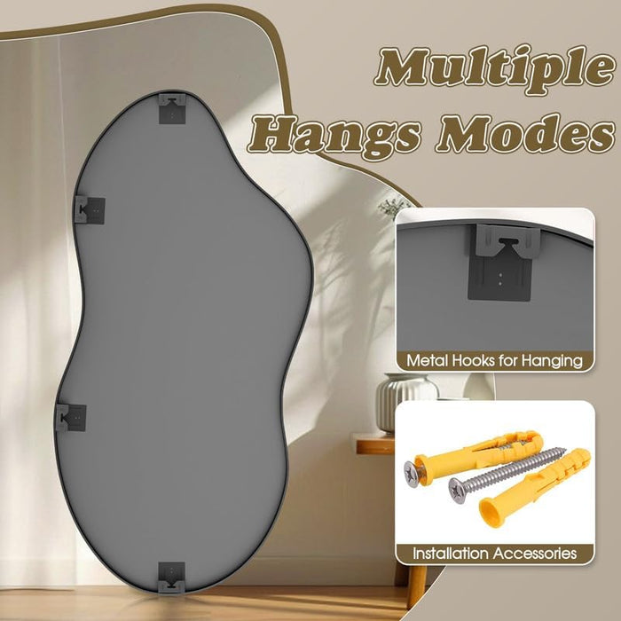 Irregular Wall Mirror 24×40 Inch Black