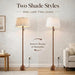 Mid Century Modern Real Wood Floor Lamp with 2 Shades for Two Looks
