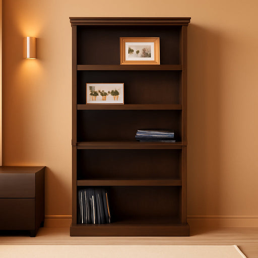 5-Shelf Bookcase/ Book Shelf, L: 35.28" X W: 13.23" X H: 69.76", Cinnamon Cherry Finish