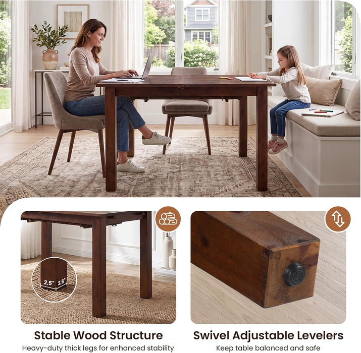 47.5"-59" Farmhouse Extendable Dining Table for 4-6, Coffee