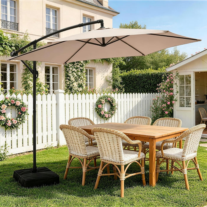 10FT Cantilever Offset Patio Outdoor Umbrella with Base Included