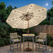 10FT Solar Lighted Patio Umbrella, Outdoor Table Market Umbrellas with Push Button Tilt and Crank, 32 LED Lights, 8 Sturdy Ribs, Uv-Resistant for Deck, Garden, Pool