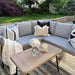 4 Pieces Patio Furniture Set, Outdoor Wicker Conversation Sectional L-Shaped Sofa with 5 Seater for Backyard, Porch, Boho Detachable Lounger with Thickness Cushions and Side Table - Grey