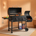 30 Inch Barrel Charcoal Grill and Offset Smoker, 1015 Sq. In. Cooking Area Outdoor BBQ Grill, Perfect for Outdoor Cooking Barbecue Patio Garden Backyard Party