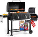 30 Inch Barrel Charcoal Grill and Offset Smoker, 1015 Sq. In. Cooking Area Outdoor BBQ Grill, Perfect for Outdoor Cooking Barbecue Patio Garden Backyard Party