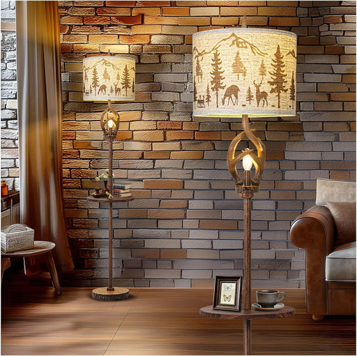 SixtyFiveInchTall Rustic Deer Antler Floor Lamp Nightlight