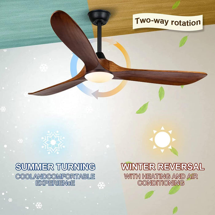 Farmhouse Outdoor Ceiling Fan With Solid Wood Blades