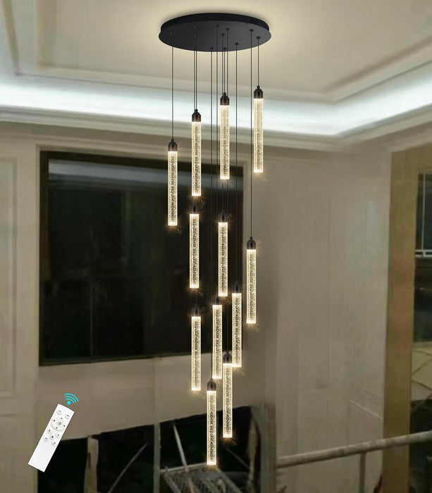 Black TwelveLight LED Dimmable Crystal Chandelier Fixture