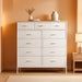 Compact 12 Drawers Dresser for Bedroom, Fabric Storage Tower, Chest of Drawers with Retro Wood Top for Closet, Nursery, Living Room
