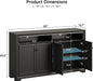 60 Inches Sideboard Buffet Cabinet with Storage and 4 Doors, Black