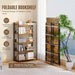 No Assembly Folding Bookshelf Book Shelves, 5-Tier 48"" H Collapsible Foldable Bookcase Storage Industrial Shelf for Living Room Bedroom Office