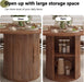 47 Inch round Dining Table for 4, Kitchen Table Dinner Table with 2-Layer Storage Shelf and Wood Slide Door for Home Dining Room Living Room (Walnut)