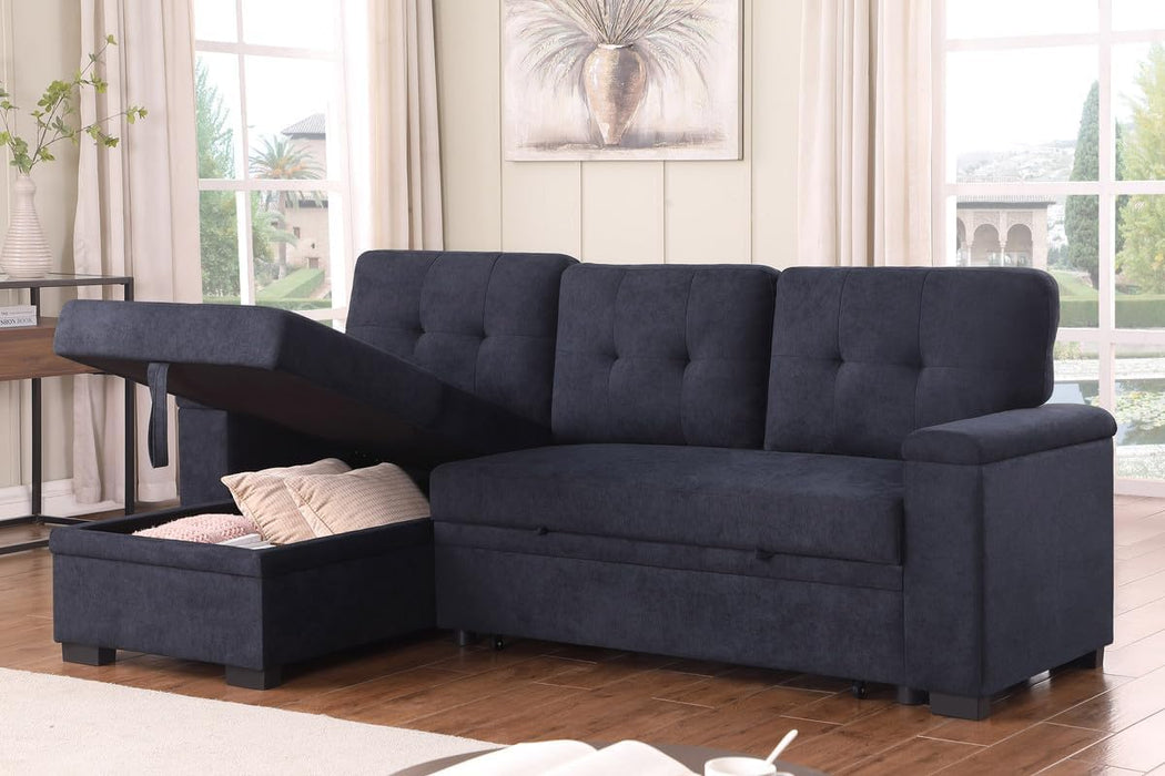85Inch Dark Gray Reversible Sleeper Sectional Sofa