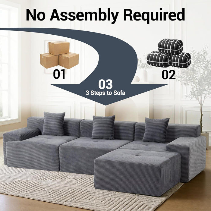 119 Inch Greyish Contemporary Modular Sectional Sofa