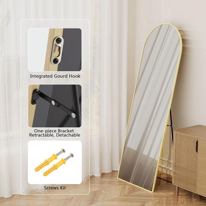 Arched Full Length Mirror, 64"×21" Large Floor Mirrors, for Wall Door Bedroom Bathroom Living Room (Gold)