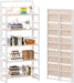 No Assembly 5 Tiers Folding Bookshelf Storage Shelves Vintage Bookcase Standing Racks Study Organizer Home Office (Natural White)