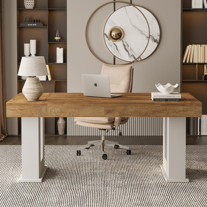 63 Inch Rectangular Executive Desk with Spacious Desktop