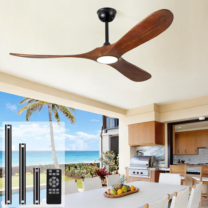 72 Inch Walnut Ceiling Fan Remote Dimmable Lighting Kit
