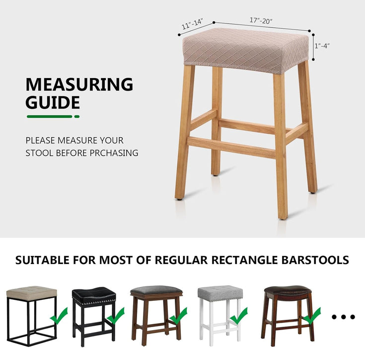 Stool Covers Rectangle - 2 Pack Stretch Waterproof Saddle Seat Cover Counter Bar Stools Bar Chairs Covers Kitchen Island Chairs Cushion Protector