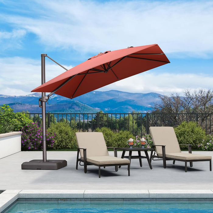 Patio Umbrella 9' X 9' Wind-Resistant Bronze, Brick Red