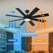 60 Inch Modern Ceiling Fan with Light and Remote, DC Fanlight for Livingroom, Bedroom, 8 Blades, Reverse Airflow,6 Speeds, 3 Color Temperatures - Black