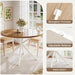 47.2 Inch round Dining Table for 4 | Farmhouse Wood Kitchen Table, Circle Dinner Table for Kitchen & Dining Room, Walnut & White